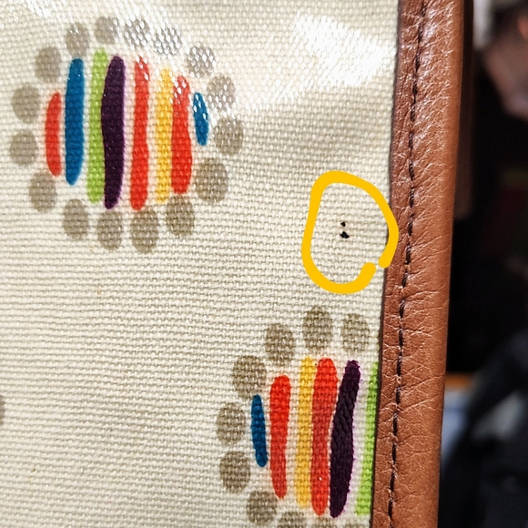 Fossil Key-Per Foldover Convertible Bag Coated Canvas Leather Colorful Dot Print - Picture 15 of 16